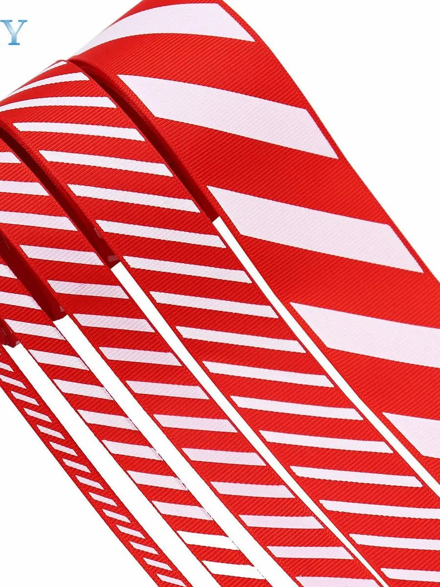 Ribbon & Bow Collection - Luxury Red & White Striped Ribbon Roll – 4.5m Festive Bow Ribbon for Christmas Gifts, Wreaths & Holiday Decor