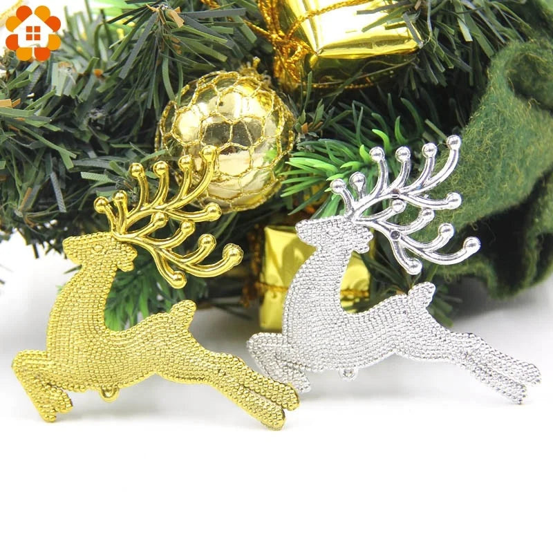 Ornament Collection - Gold & Silver Cute Elk Christmas Tree Pendant Ornaments