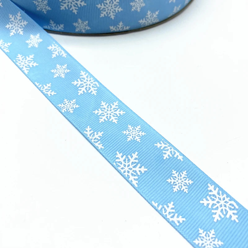Ribbon Collection - 25mm Christmas Ribbon Printed Snowflake
