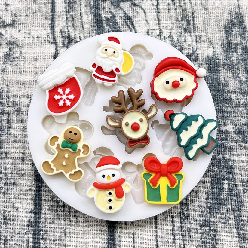 Baking Collection - Christmas Holly Reindeer Jingle Bell Ornaments Silicone Sugarcraft Mold