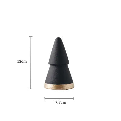Nordic Ceramic Christmas Tree Ornament – Minimalist Black & White Décor
