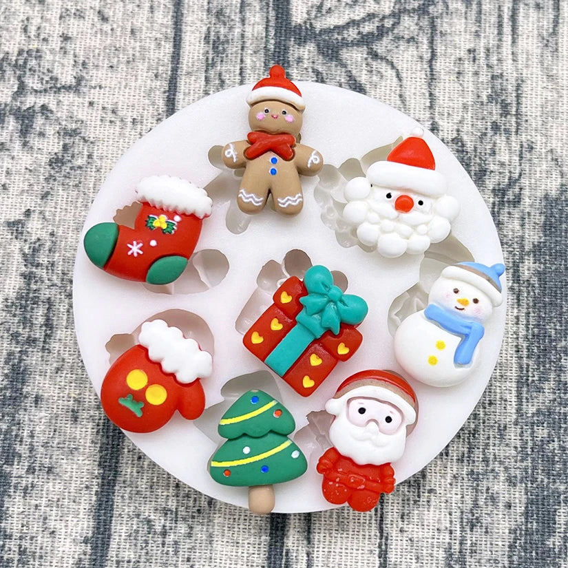 Baking Collection - Christmas Holly Reindeer Jingle Bell Ornaments Silicone Sugarcraft Mold