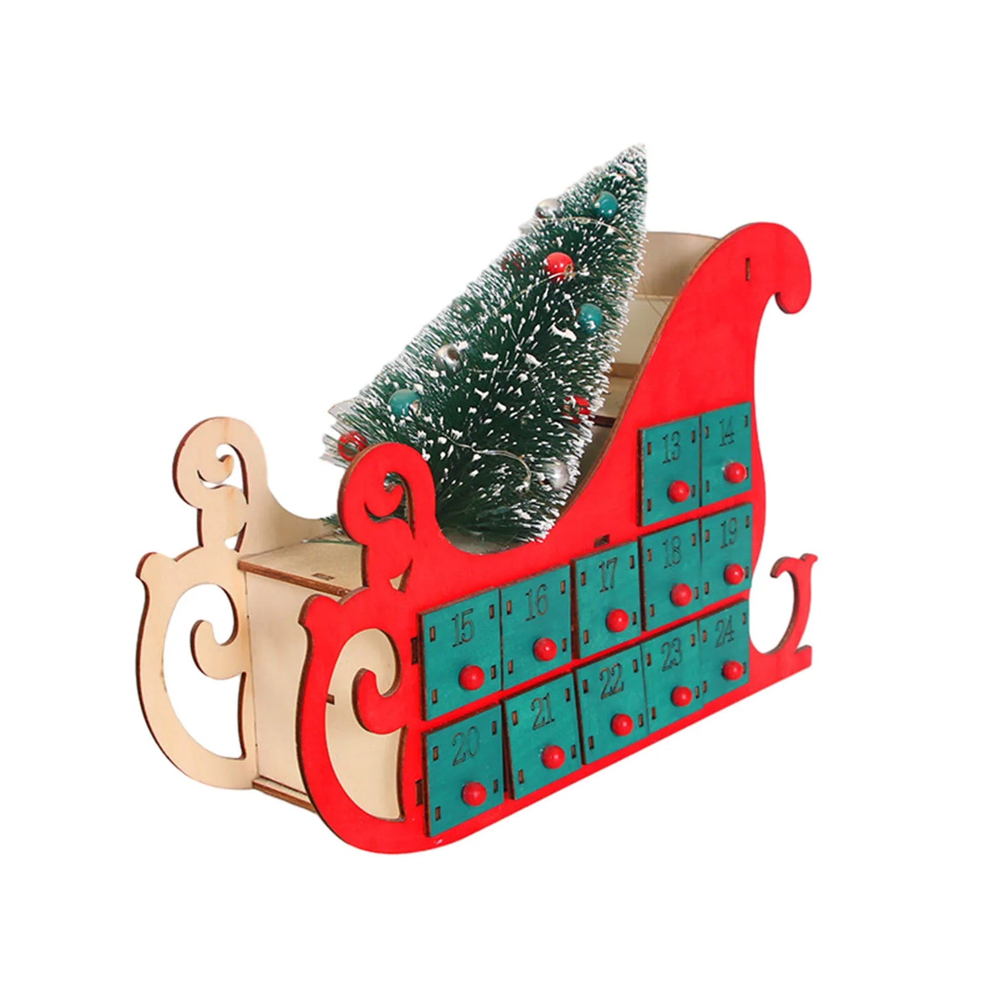 Wooden Advent Calendar – 24 Day Christmas Countdown with Drawers