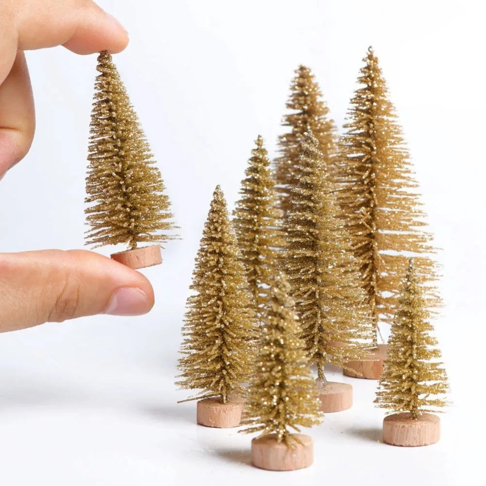Christmas Tree Collection - 8PCS Christmas Mini Trees Mix Size Fake Glitter Trees