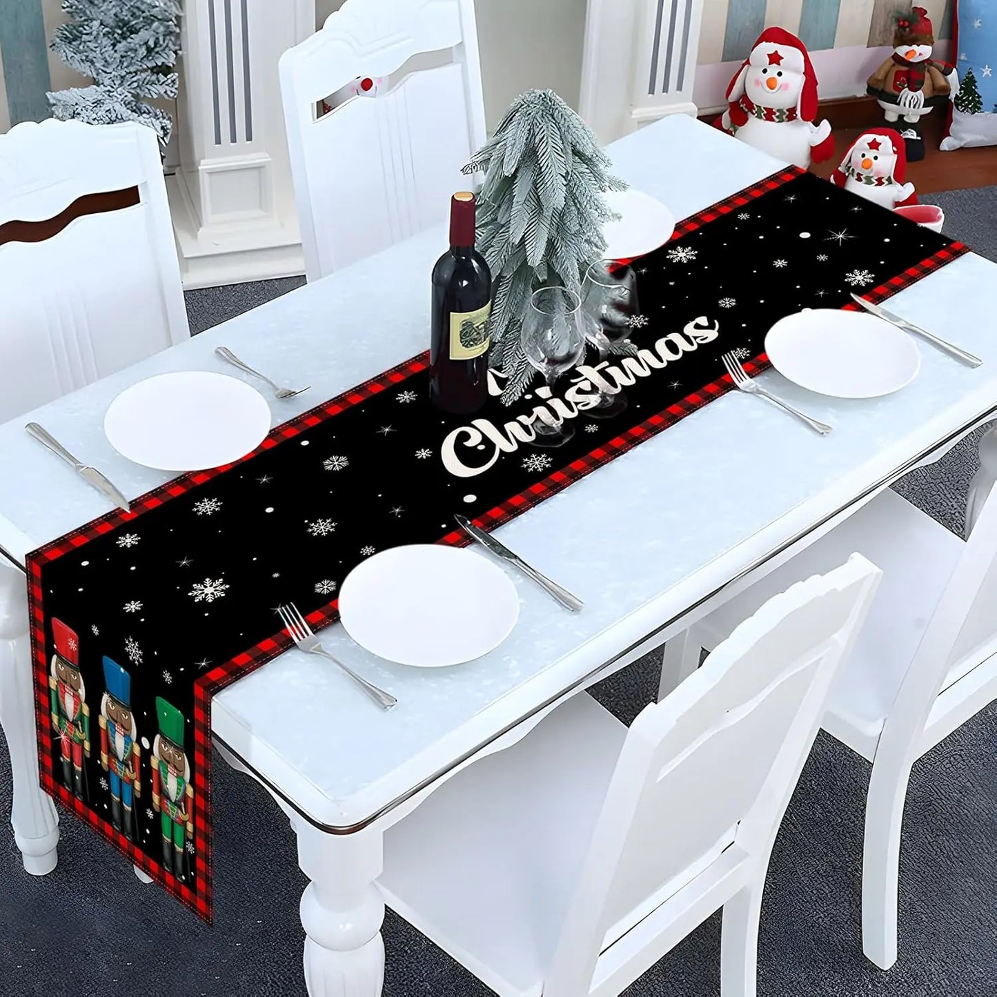 Table Runner Collection - Christmas Nutcrackers Linen Table Runners