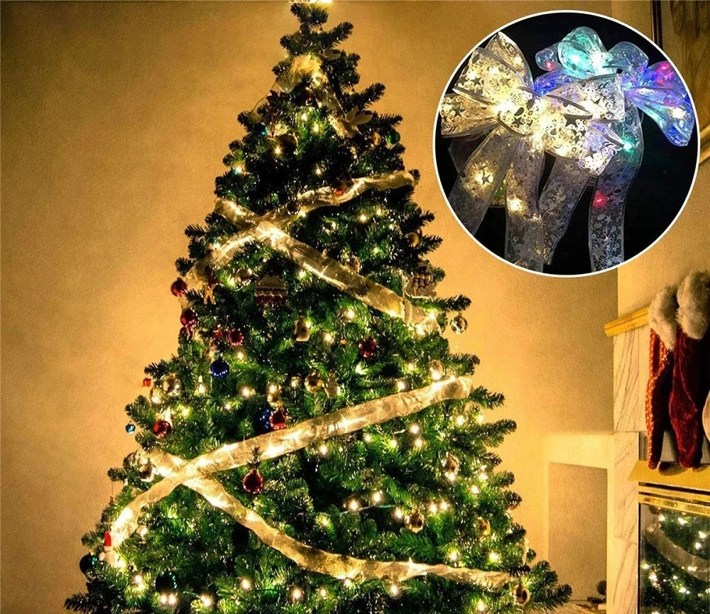 Illuminate Collection - Double Layer Fairy Lights Strings Christmas Ribbon Bows