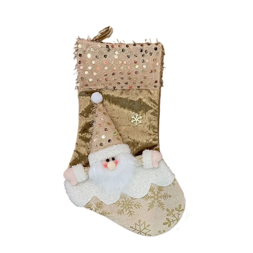 Christmas Stocking Collection - Large Colourful Christmas Stocking – 47×25cm Holiday Hanging Gift Sock (Pink, Green, Blue, Gold)
