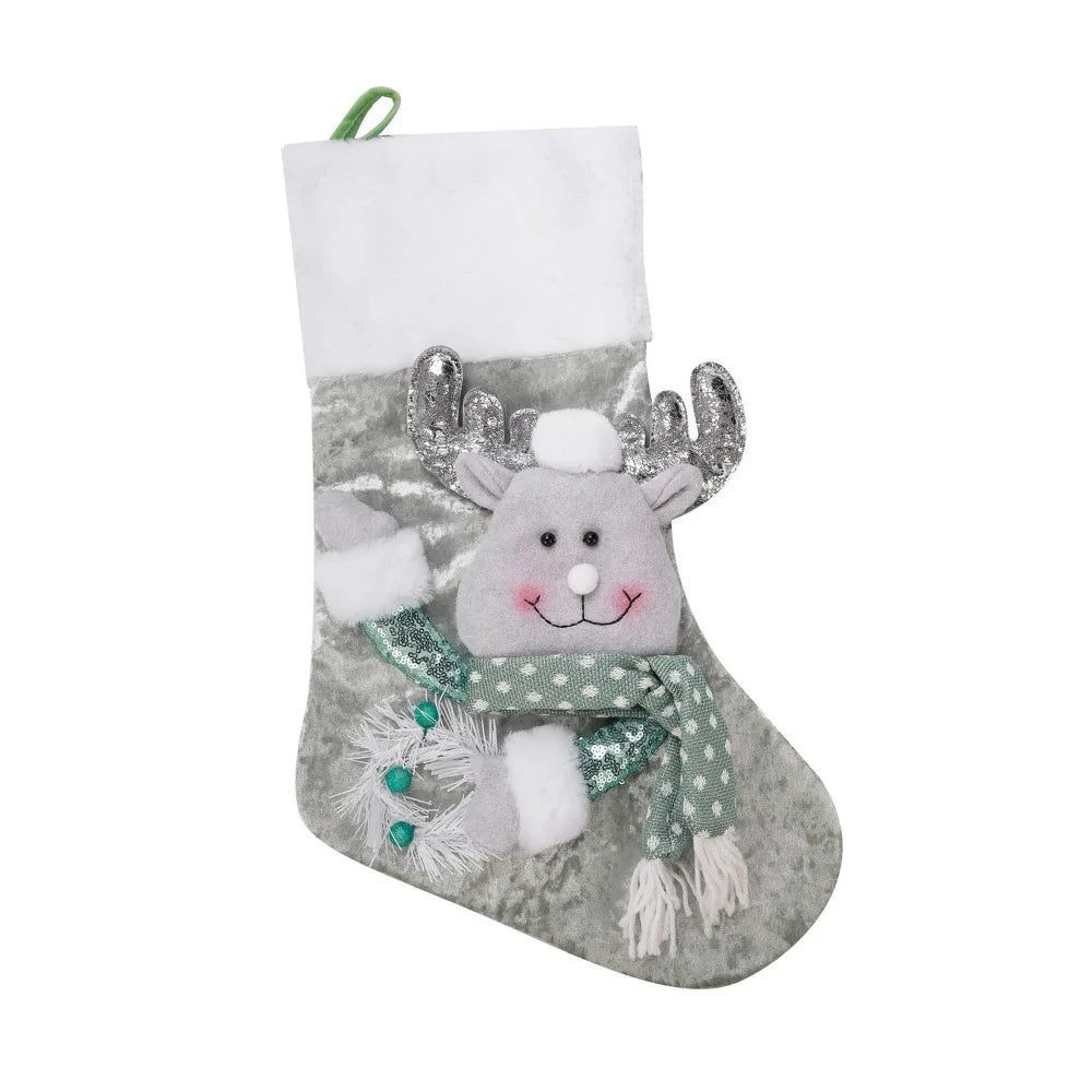 Christmas Stocking Collection - Large Colourful Christmas Stocking – 47×25cm Holiday Hanging Gift Sock (Pink, Green, Blue, Gold)