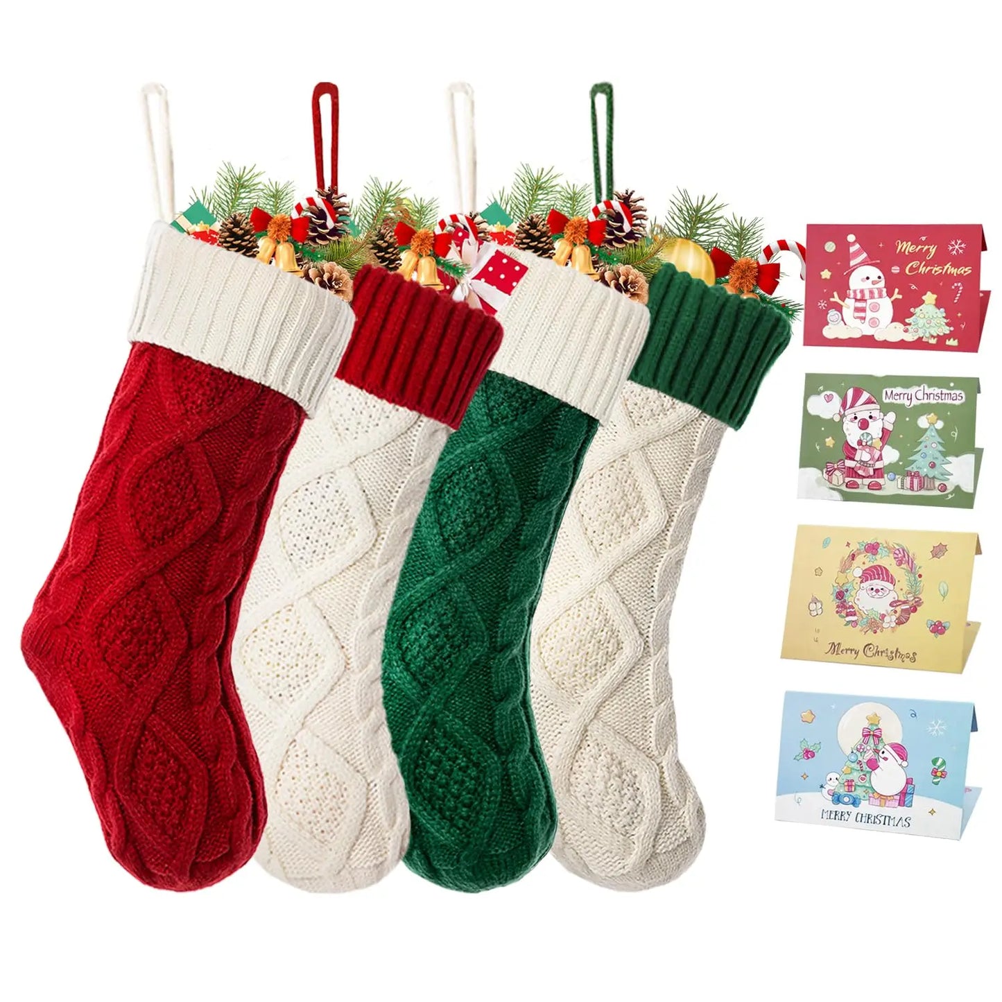 Christmas Stocking Collection - 18 inch Large Christmas Stocking, Knitted Stocking