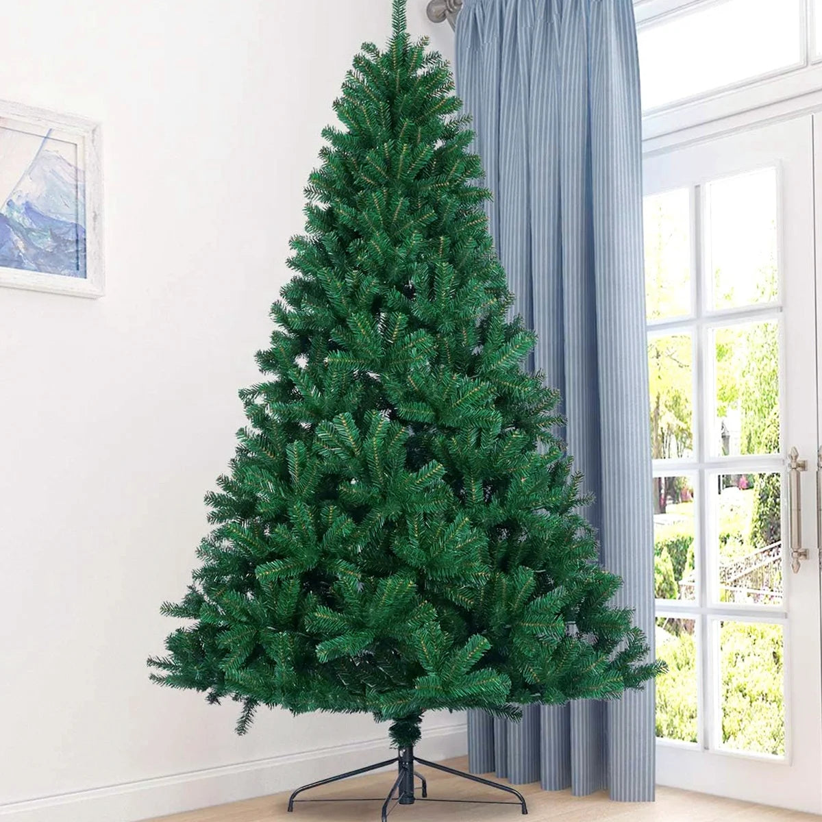 180cm Green Artificial Christmas Tree – Full PVC Holiday Decoration with Metal Stand