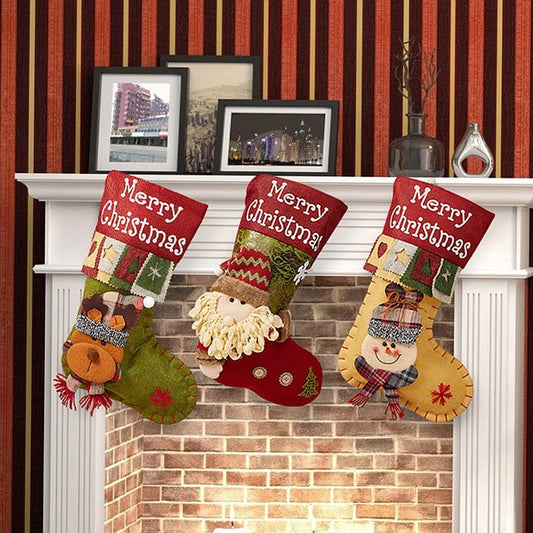 Christmas Stocking Collection - Classic Christmas Stocking Decoration | Festive Holiday Gift Holder