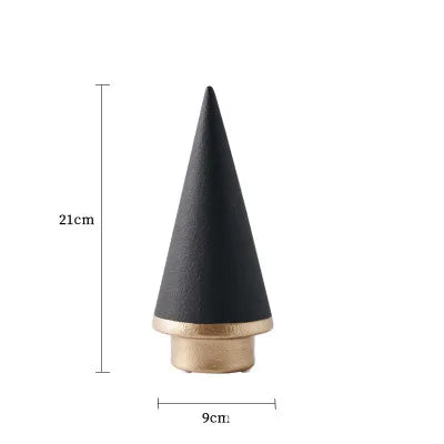 Nordic Ceramic Christmas Tree Ornament – Minimalist Black & White Décor