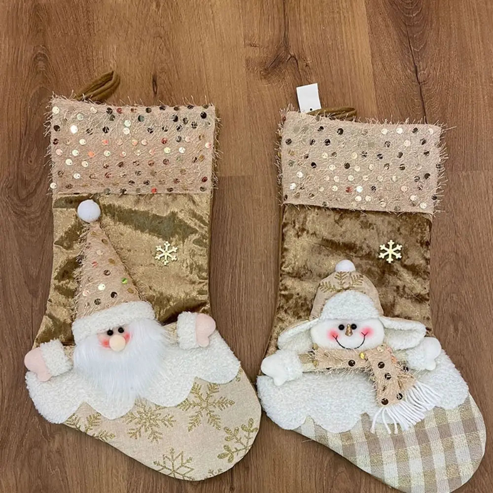 Christmas Stocking Collection - Large Colourful Christmas Stocking – 47×25cm Holiday Hanging Gift Sock (Pink, Green, Blue, Gold)