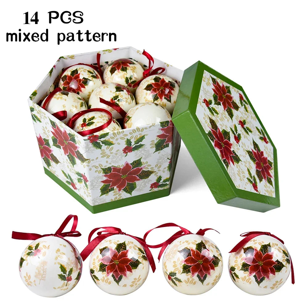 14pcs Christmas Mirror Ball Ornaments – Bright Hanging Decoration Ball Set