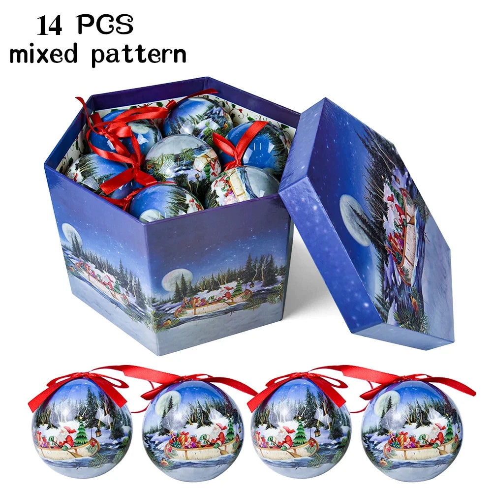 14pcs Christmas Mirror Ball Ornaments – Bright Hanging Decoration Ball Set