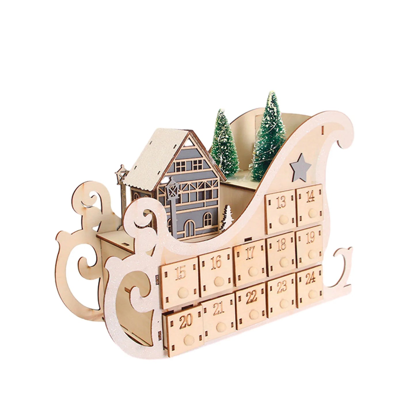 Wooden Advent Calendar – 24 Day Christmas Countdown with Drawers