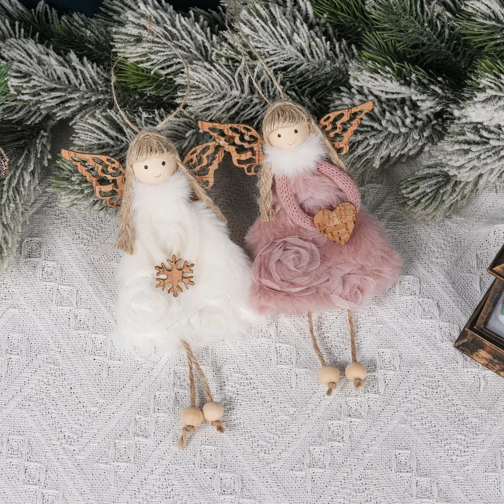 Ornament Collection - Plush Angel Christmas Ornament – Soft Velvet Hanging Angel Doll Decoration