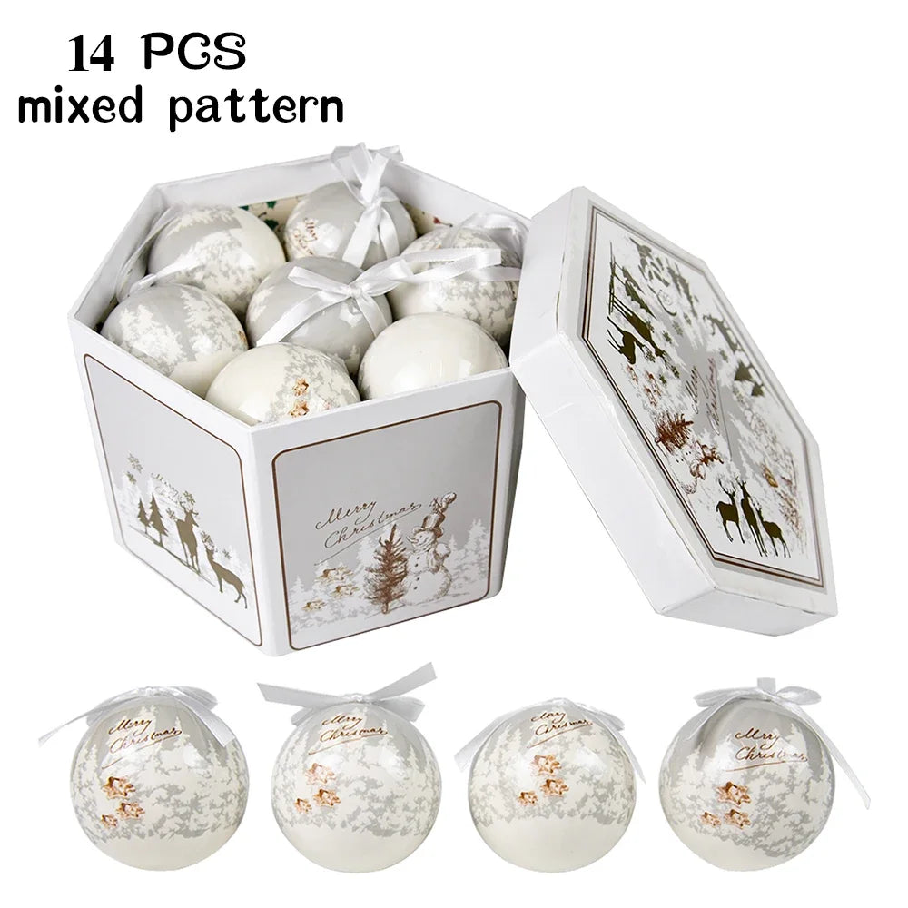 14pcs Christmas Mirror Ball Ornaments – Bright Hanging Decoration Ball Set