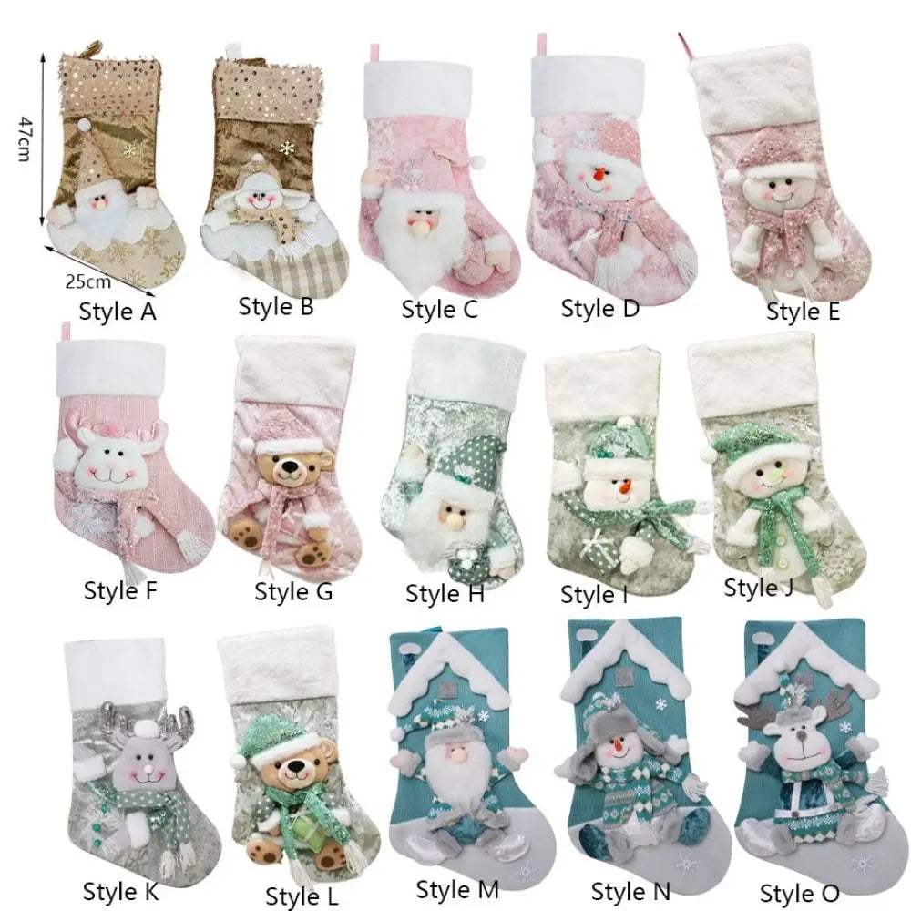 Christmas Stocking Collection - Large Colourful Christmas Stocking – 47×25cm Holiday Hanging Gift Sock (Pink, Green, Blue, Gold)