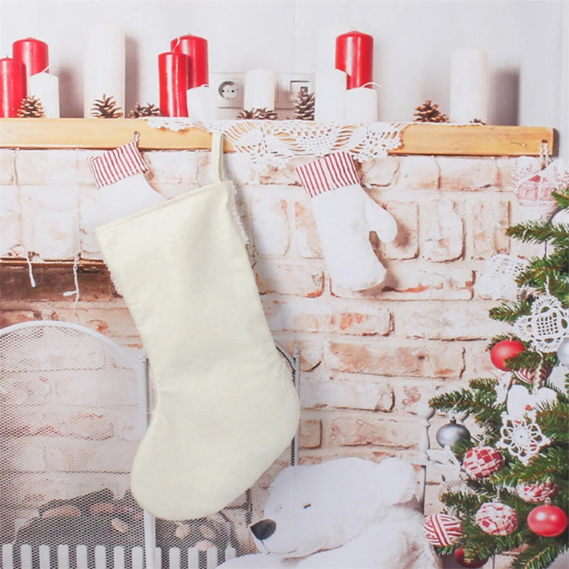 Christmas Stocking Collection - Gold Sequins Christmas Santa Claus Snowman Christmas Tree Socking