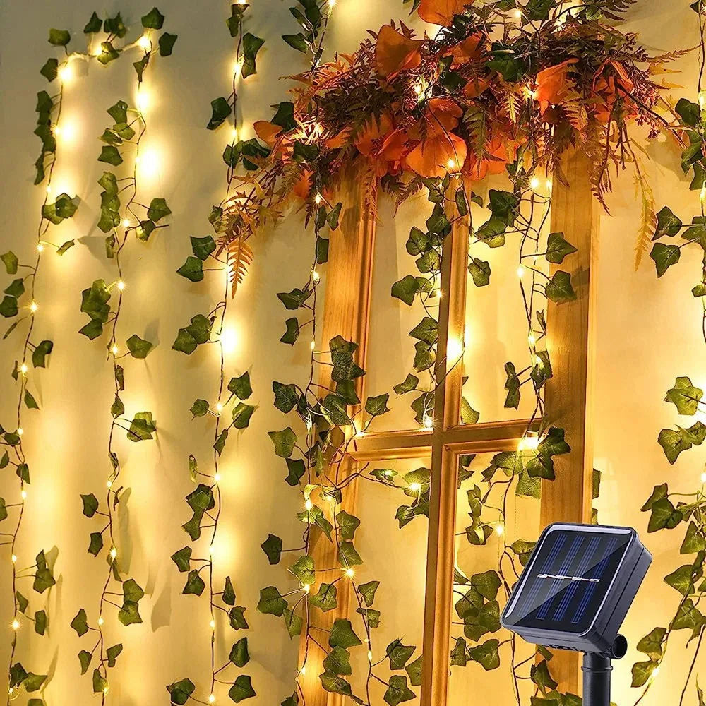 Garland Collection - USB Battery Powered Green Leaf String Lights