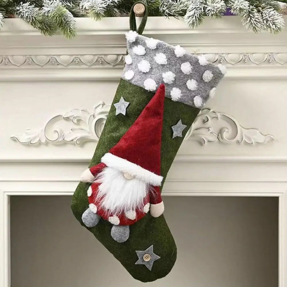 Christmas Stocking Collection - Christmas Faceless Doll Stocking – Large Plush Hanging Gift Stocking (26×47cm)
