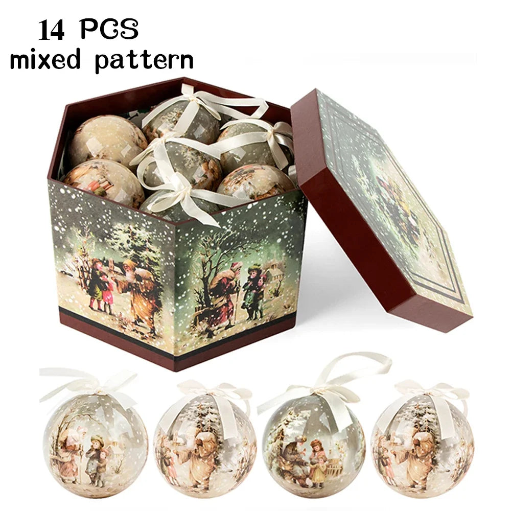 14pcs Christmas Mirror Ball Ornaments – Bright Hanging Decoration Ball Set