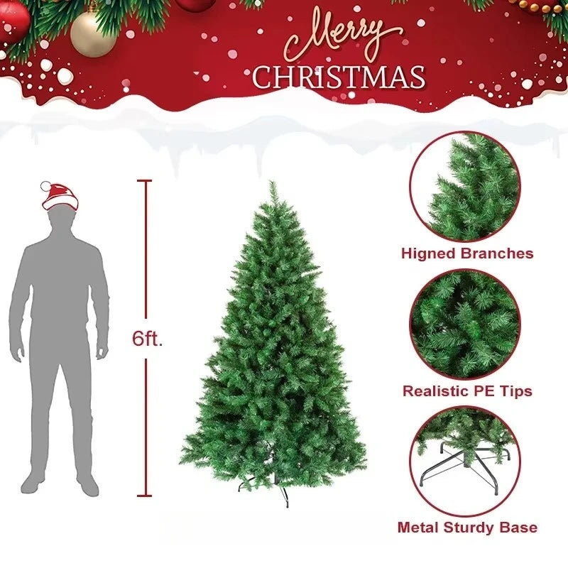 180cm Green Artificial Christmas Tree – Full PVC Holiday Decoration with Metal Stand