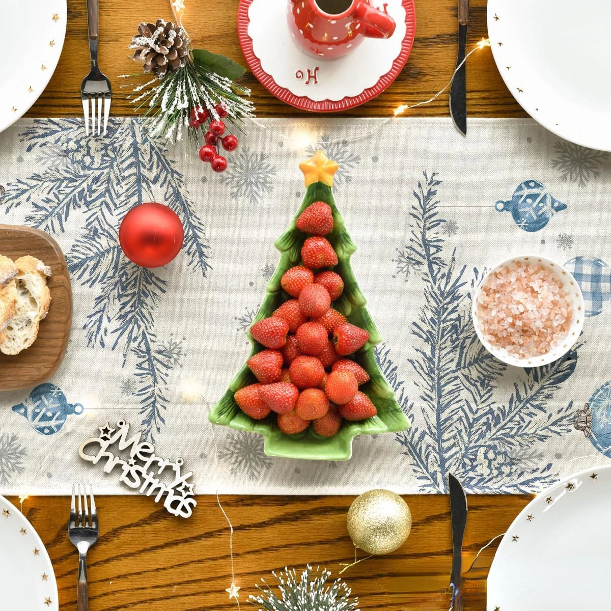Table Runner Collection - Christmas Pine Trees Linen Table Runners
