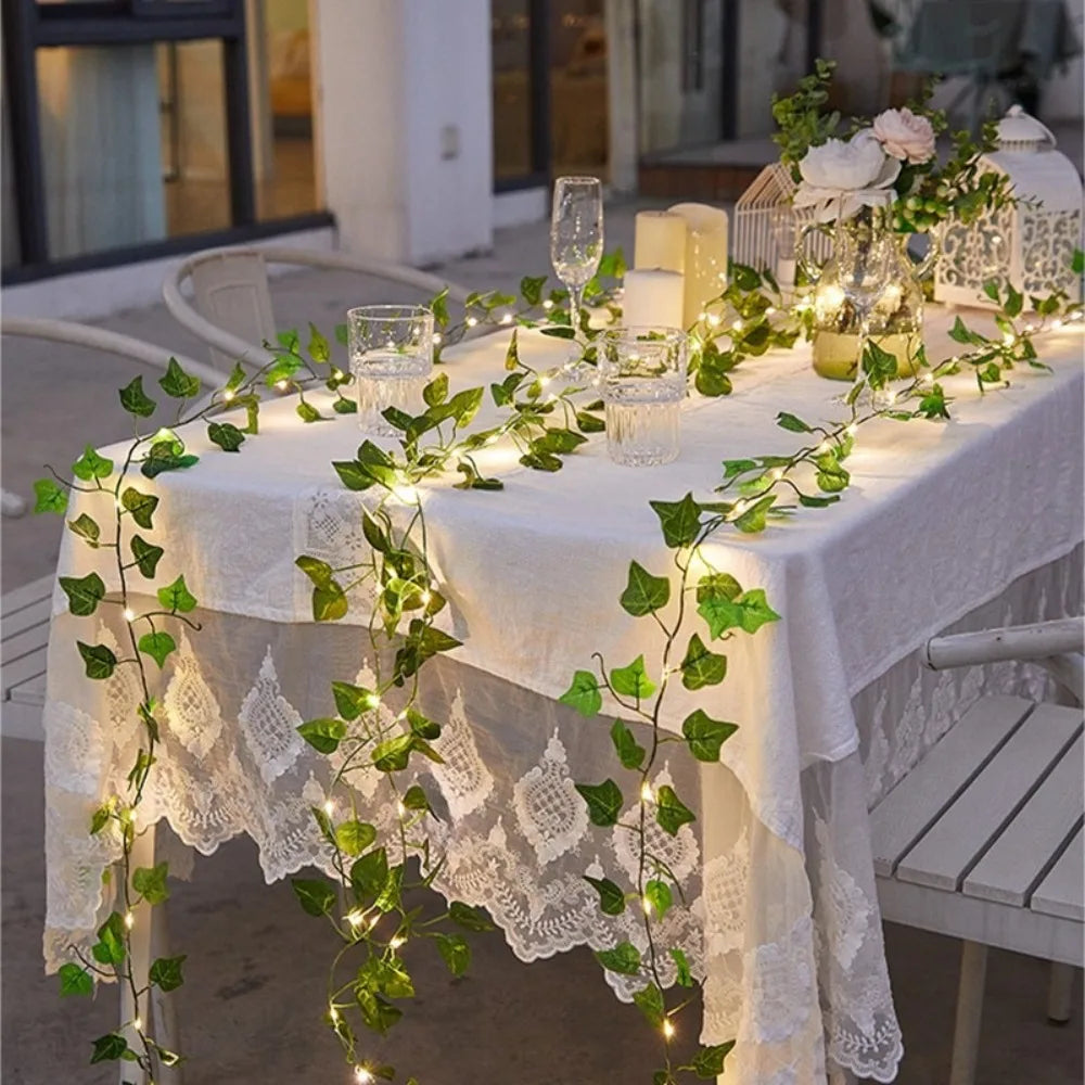 Garland Collection - USB Battery Powered Green Leaf String Lights