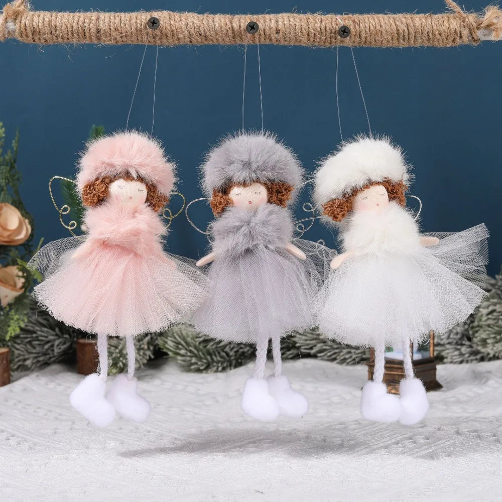 Ornament Collection - Plush Angel Christmas Ornament – Soft Velvet Hanging Angel Doll Decoration