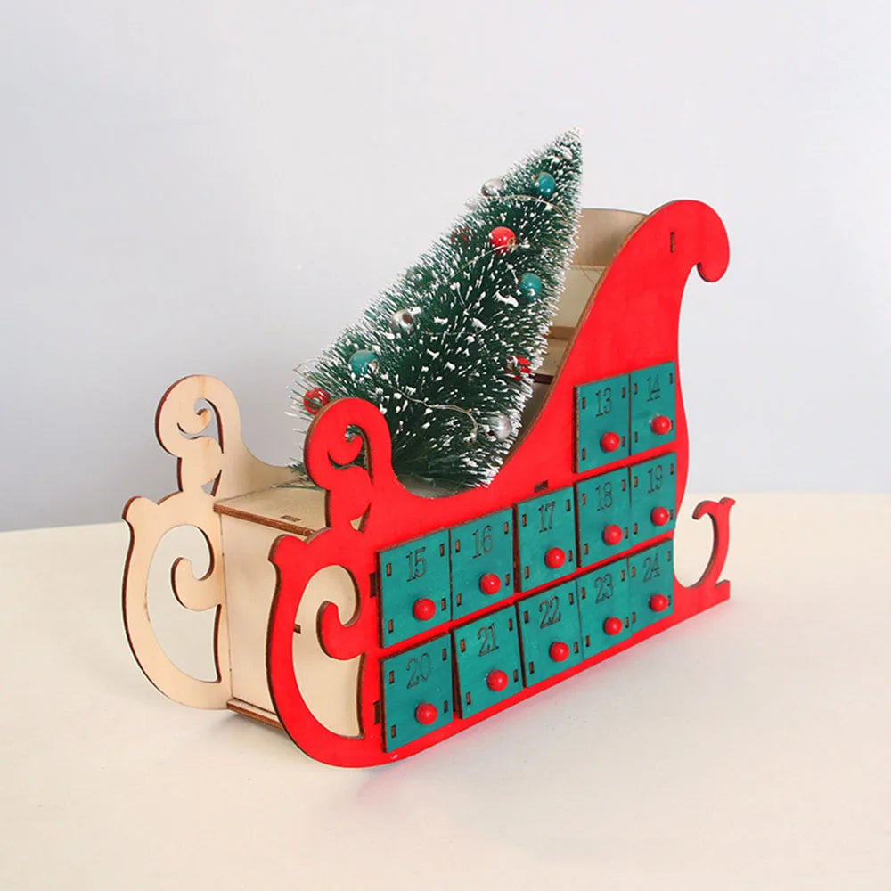 Wooden Advent Calendar – 24 Day Christmas Countdown with Drawers
