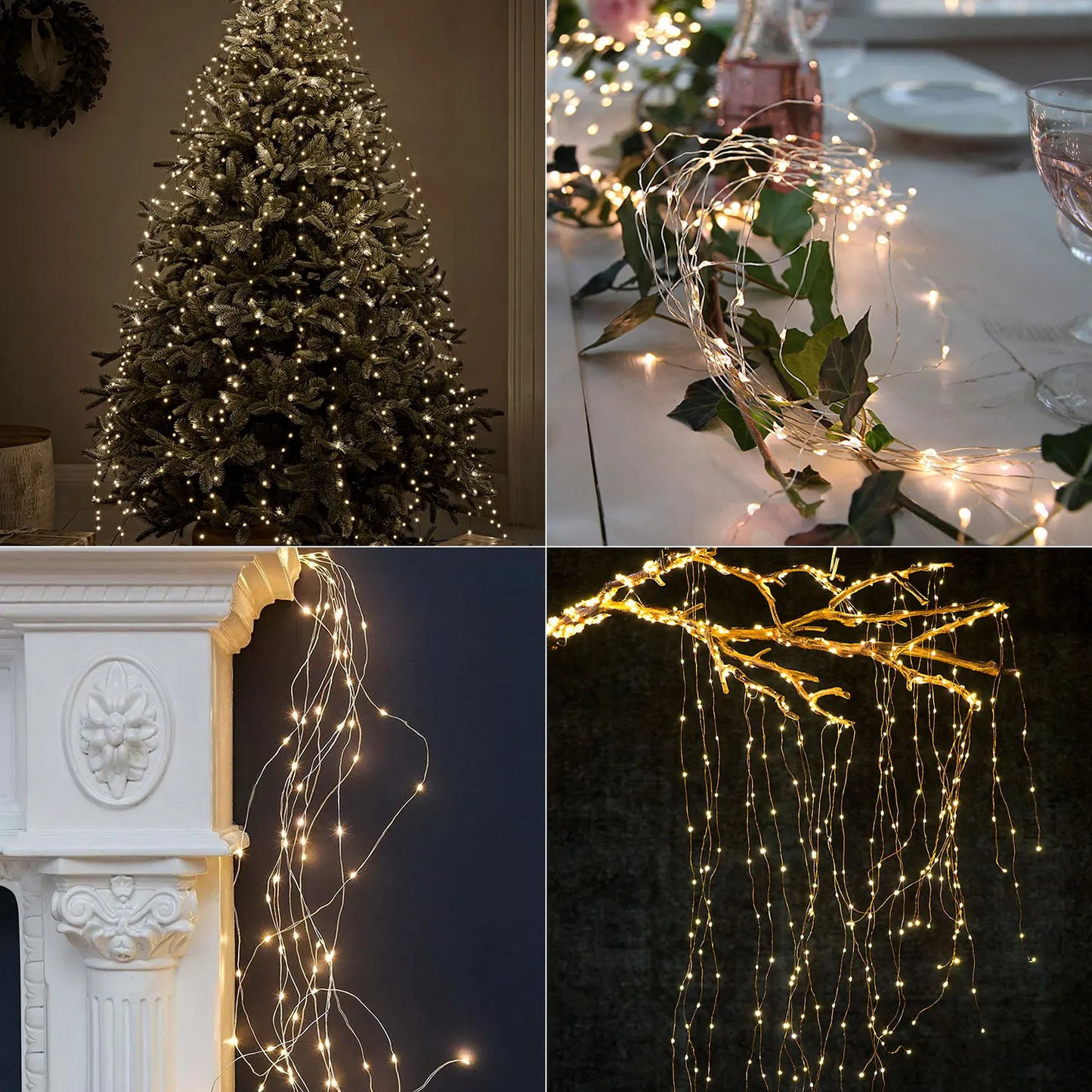 LED Waterfall Branch Lights – Battery Operated Christmas Garland (2M, 100 LEDs)