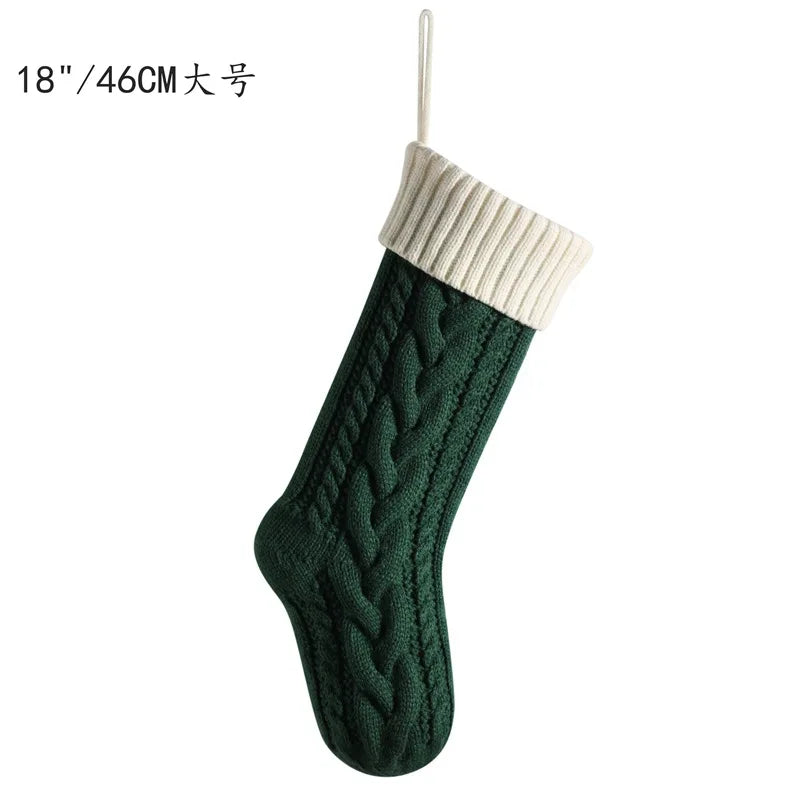 Christmas Stocking Collection - 18 inch Large Christmas Stocking, Knitted Stocking