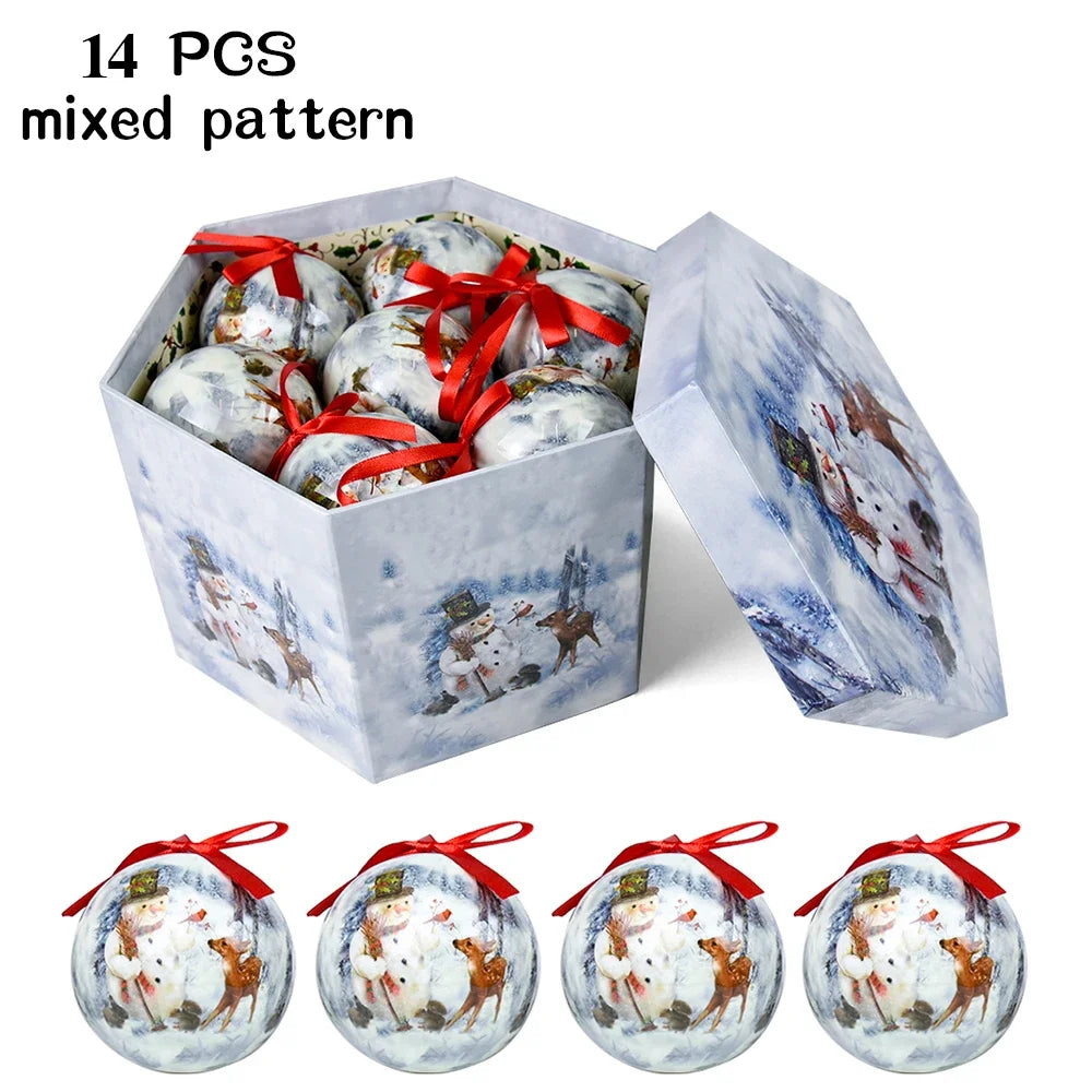 14pcs Christmas Mirror Ball Ornaments – Bright Hanging Decoration Ball Set