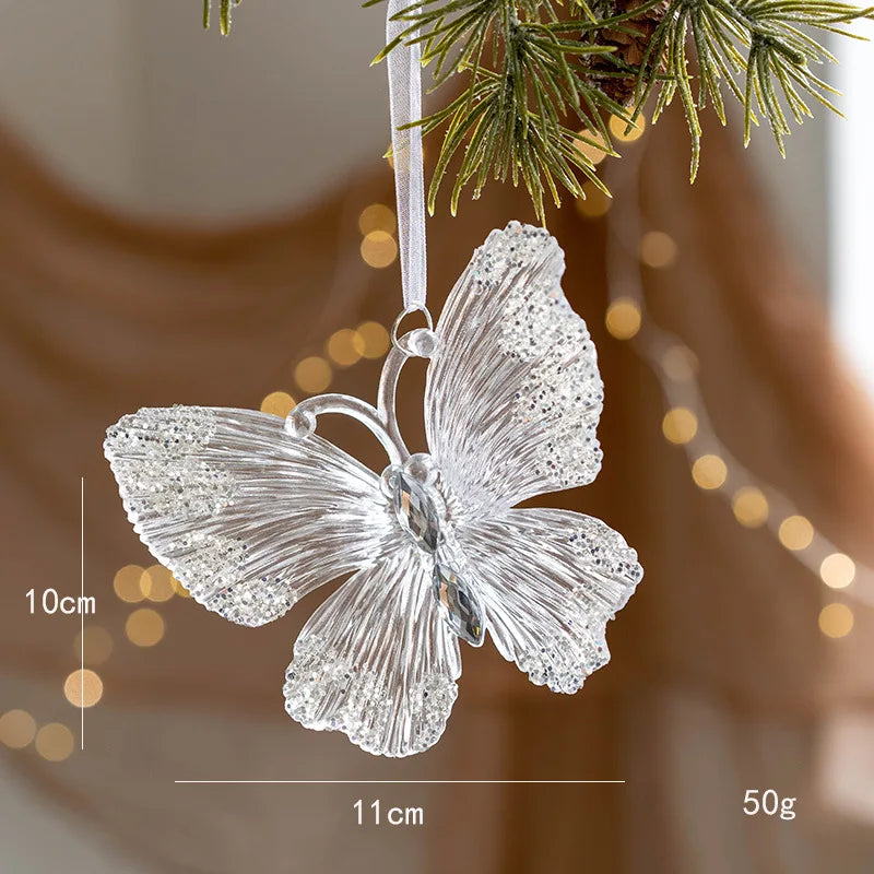 Glass Christmas Hanging Ornaments – Snowflake, Deer & Angel Decorative Pendants