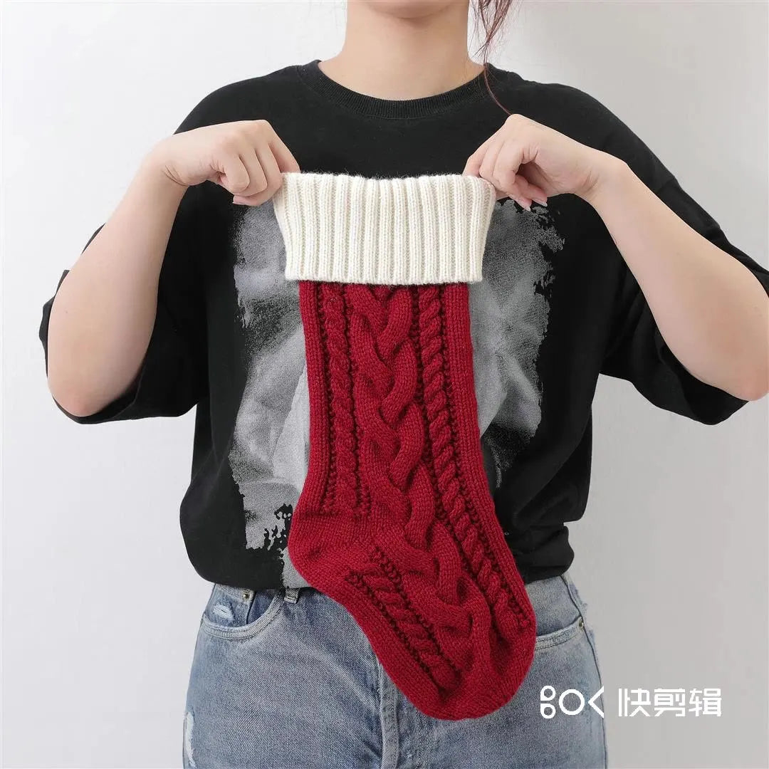Christmas Stocking Collection - 18 inch Large Christmas Stocking, Knitted Stocking