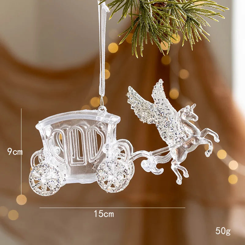 Glass Christmas Hanging Ornaments – Snowflake, Deer & Angel Decorative Pendants