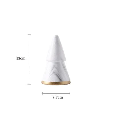 Nordic Ceramic Christmas Tree Ornament – Minimalist Black & White Décor
