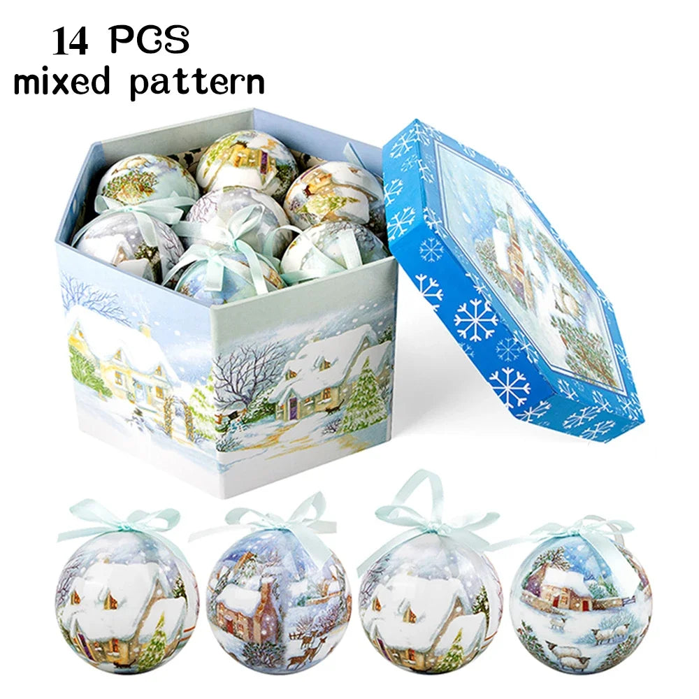 14pcs Christmas Mirror Ball Ornaments – Bright Hanging Decoration Ball Set