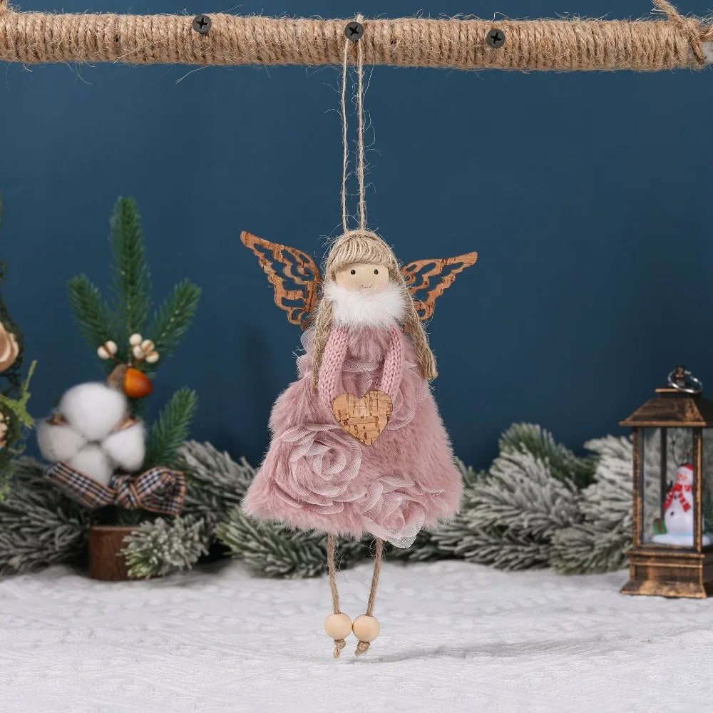 Ornament Collection - Plush Angel Christmas Ornament – Soft Velvet Hanging Angel Doll Decoration