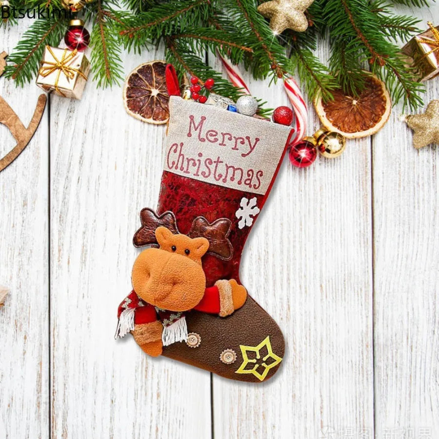 Christmas Stocking Collection - 47cm Cartoon Christmas Stocking | Plush Xmas Hanging Decoration