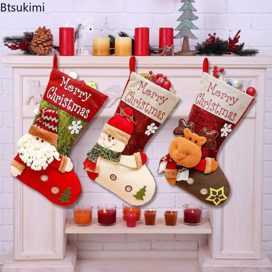 Christmas Stocking Collection - 47cm Cartoon Christmas Stocking | Plush Xmas Hanging Decoration