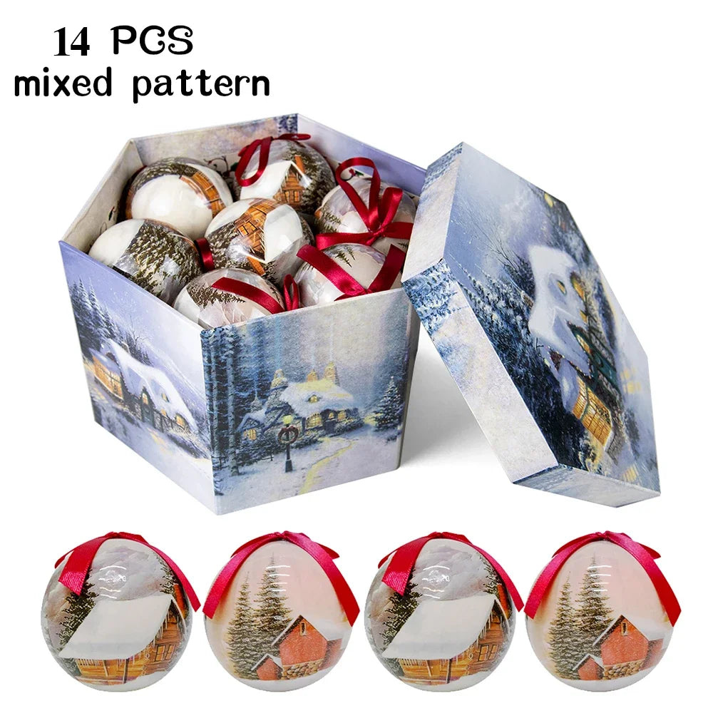 14pcs Christmas Mirror Ball Ornaments – Bright Hanging Decoration Ball Set