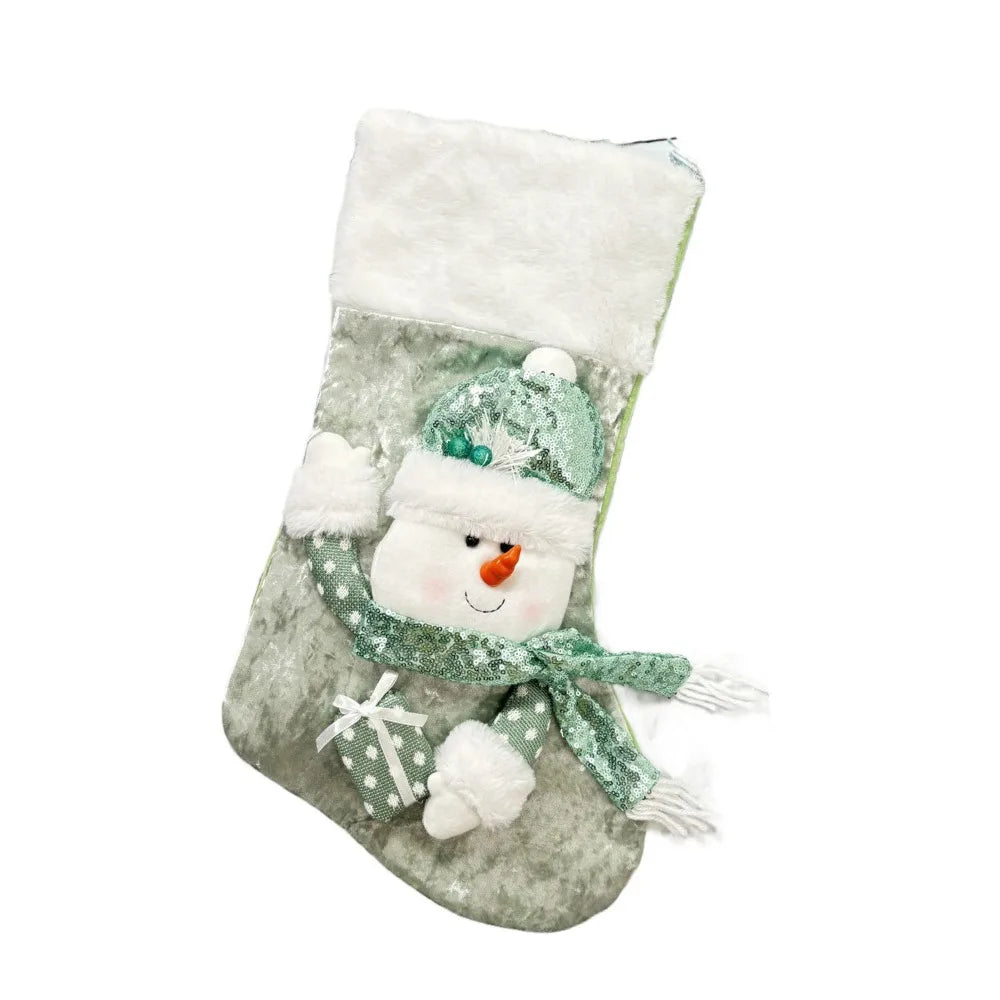 Christmas Stocking Collection - Large Colourful Christmas Stocking – 47×25cm Holiday Hanging Gift Sock (Pink, Green, Blue, Gold)