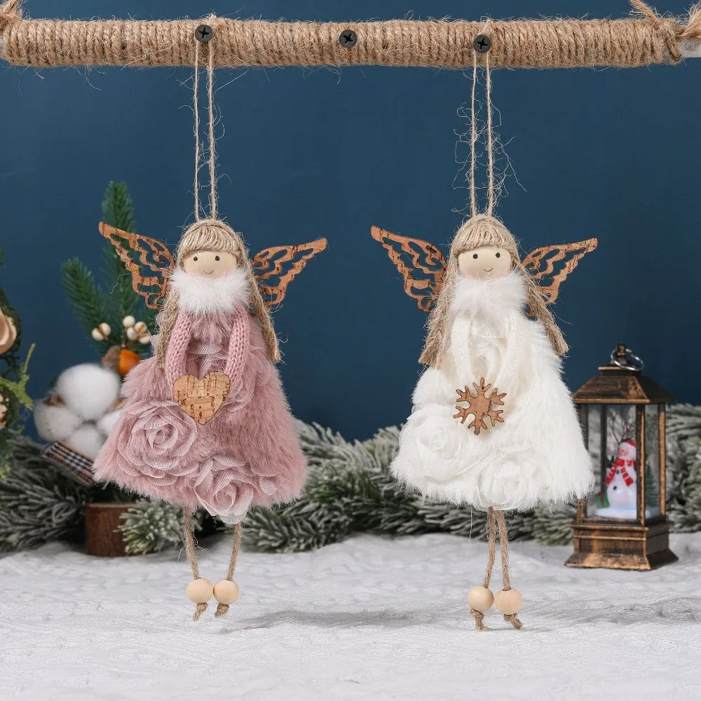 Ornament Collection - Plush Angel Christmas Ornament – Soft Velvet Hanging Angel Doll Decoration