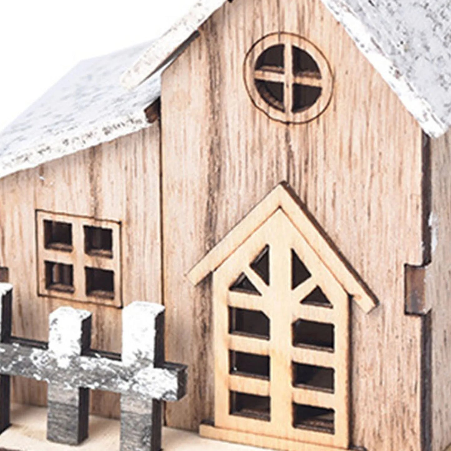 Christmas Village Collection - LED Wooden Christmas Village House Ornament – Light-Up Hanging Cabin Decor