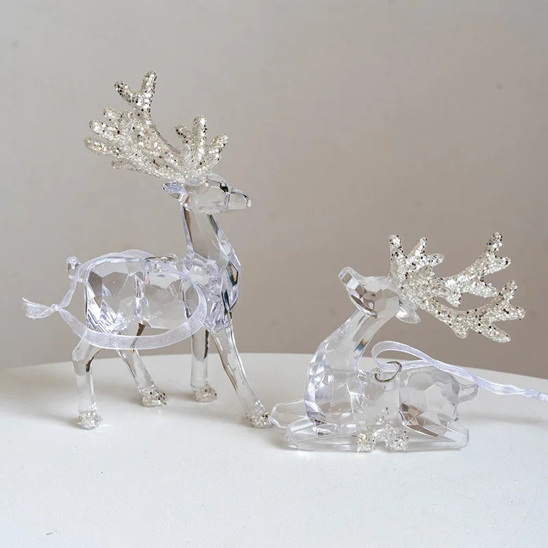 Glass Christmas Hanging Ornaments – Snowflake, Deer & Angel Decorative Pendants