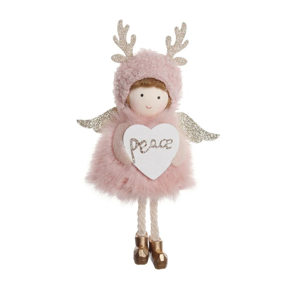 Ornament Collection - Plush Angel Christmas Ornament – Soft Velvet Hanging Angel Doll Decoration