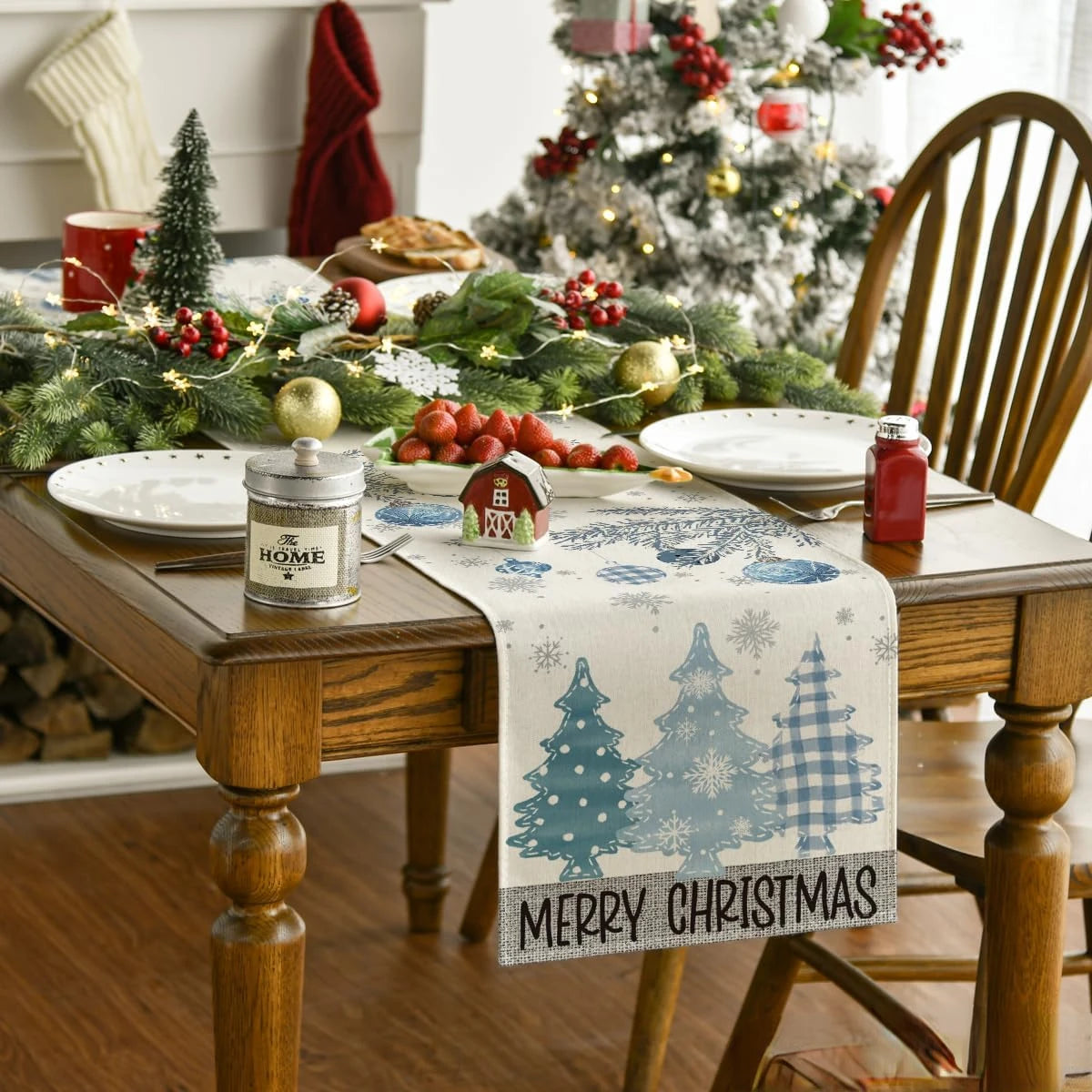 Table Runner Collection - Christmas Pine Trees Linen Table Runners
